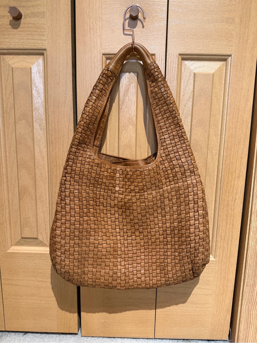 Woven Genuine Leather Hobo Bag